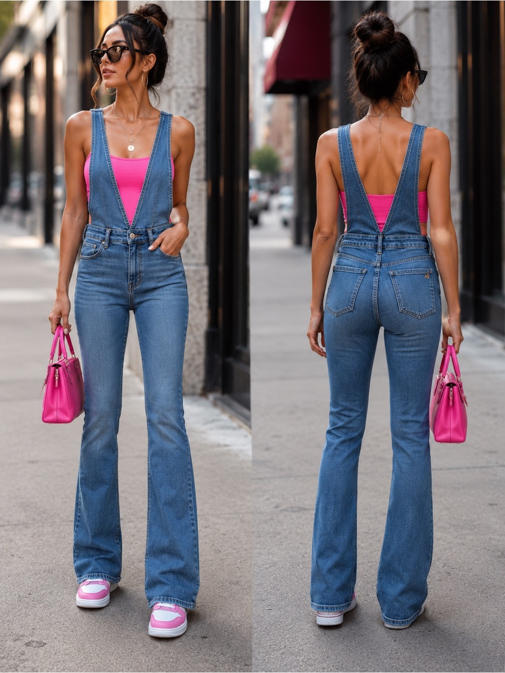 AMERICAN EAGLE Denim Flare Overalls EUC